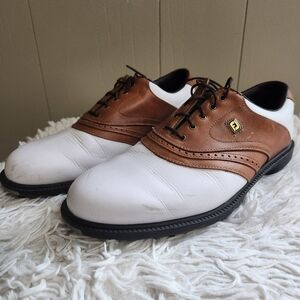 FootJoy Men's Superlites Saddle Golf Shoes - White & Brown -‎ Size 9.5 Leather